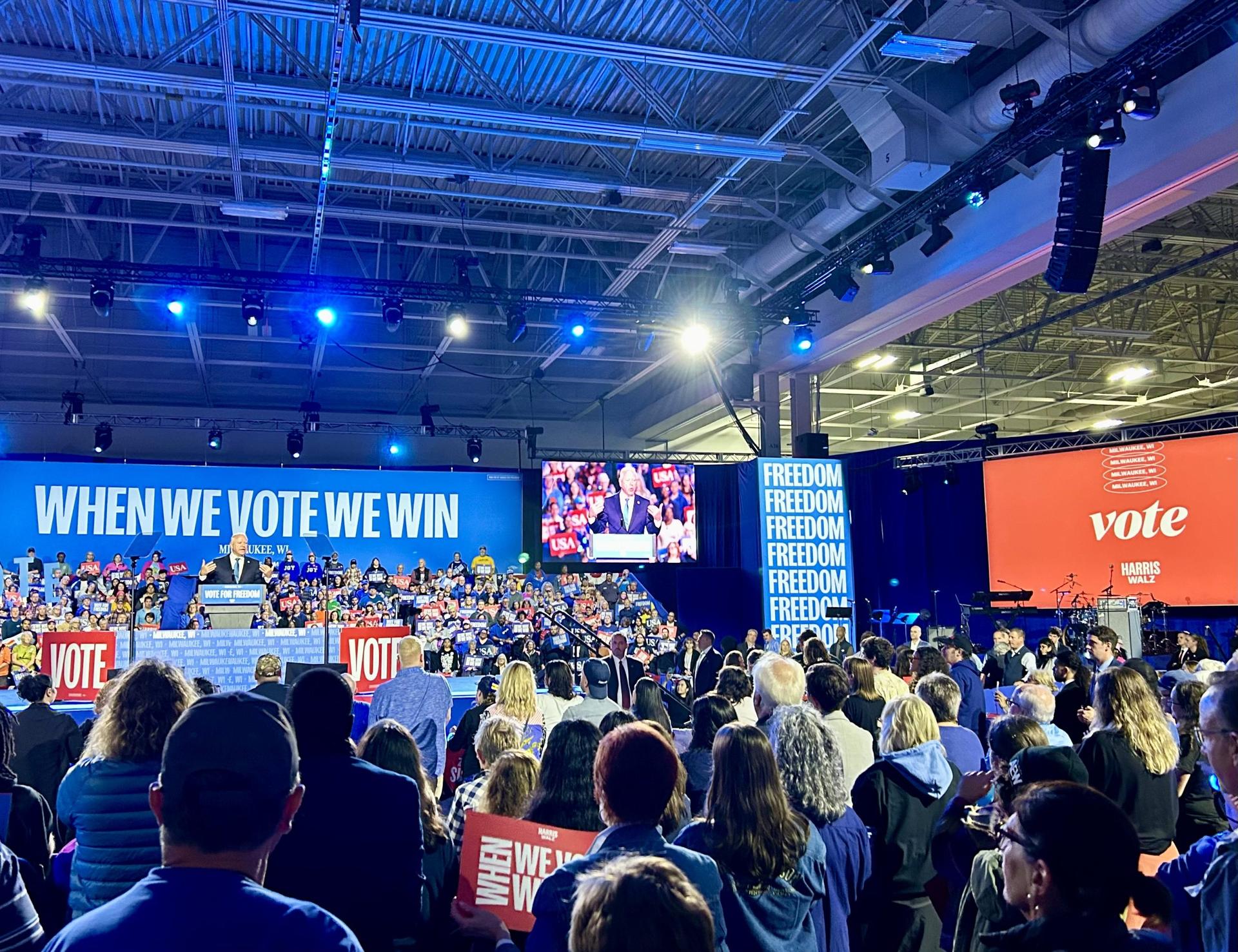 ‘Win this thing for America’: Tim Walz rallies supporters in Milwaukee on the eve of Election Day